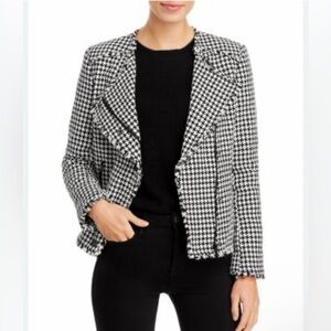 Karl Lagerfeld Paris Houndstooth Tweed Moto Jacket Women's Size M